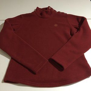 Ariat Womens Medium Red Sweater High Mock Snap Neck Equestrian Horseback Riding
